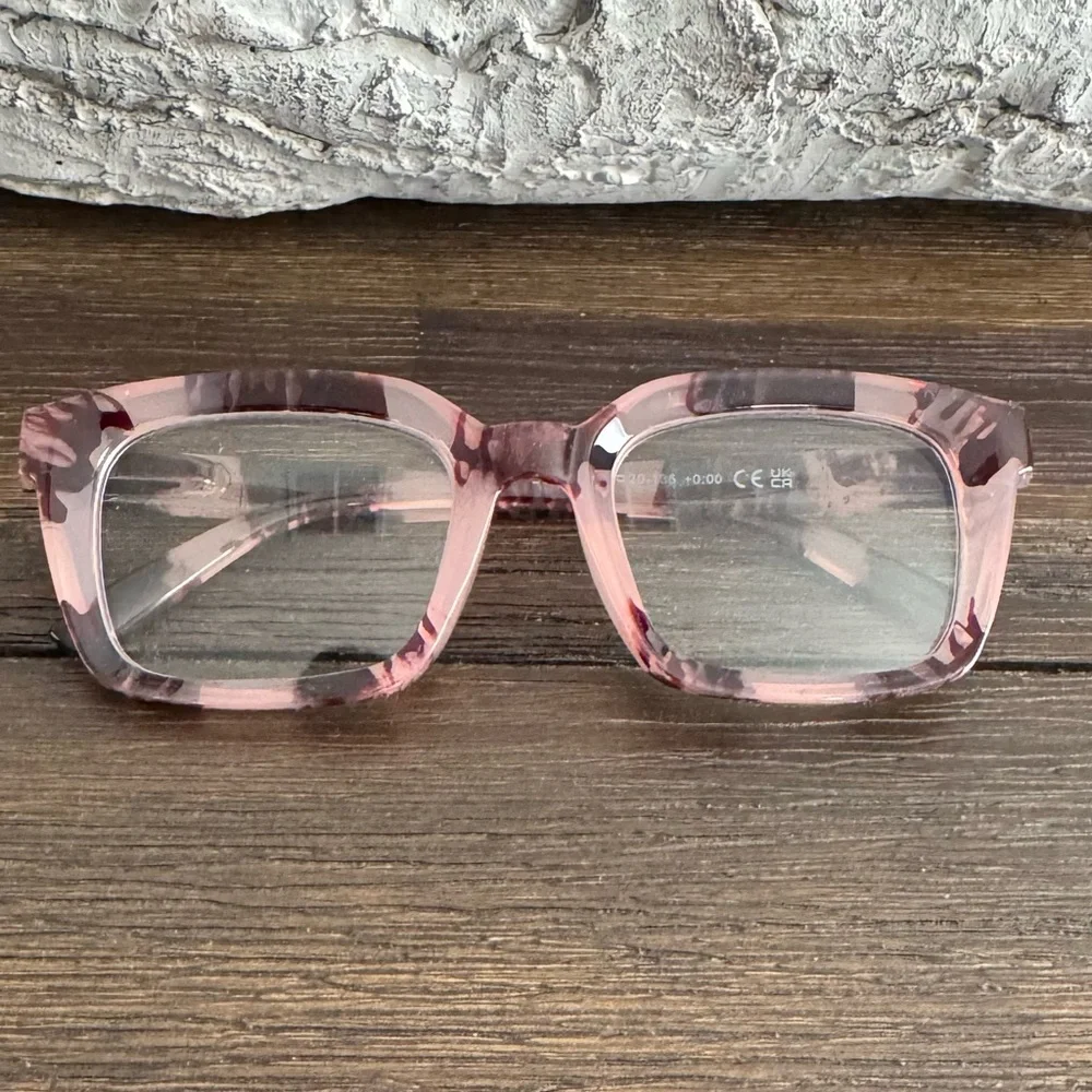 Pink & Brown Tortoiseshell Fashion Glasses PL 0 Strength NWOT
